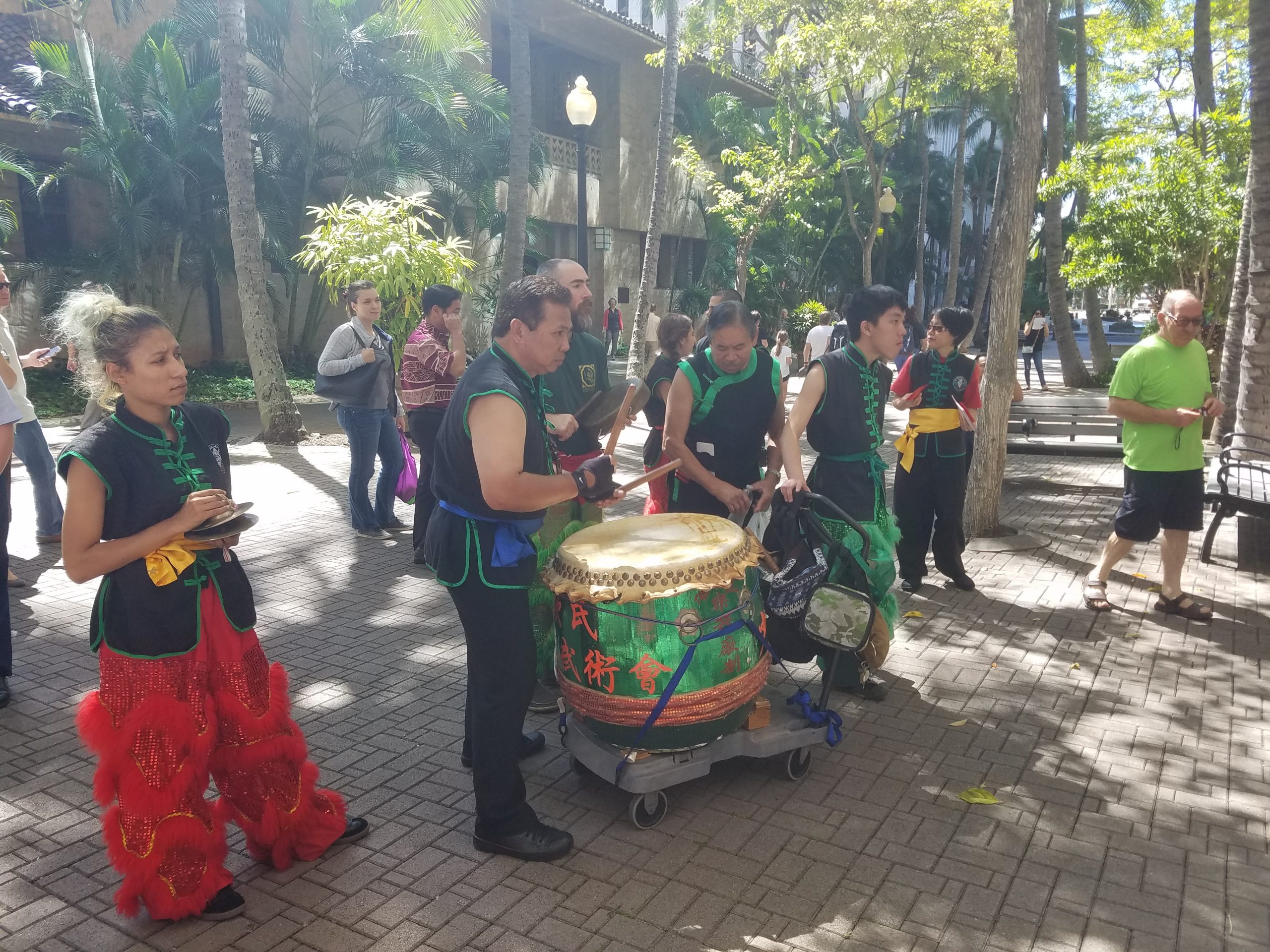Chinese dragon participants preparing for Hawaii Festivals