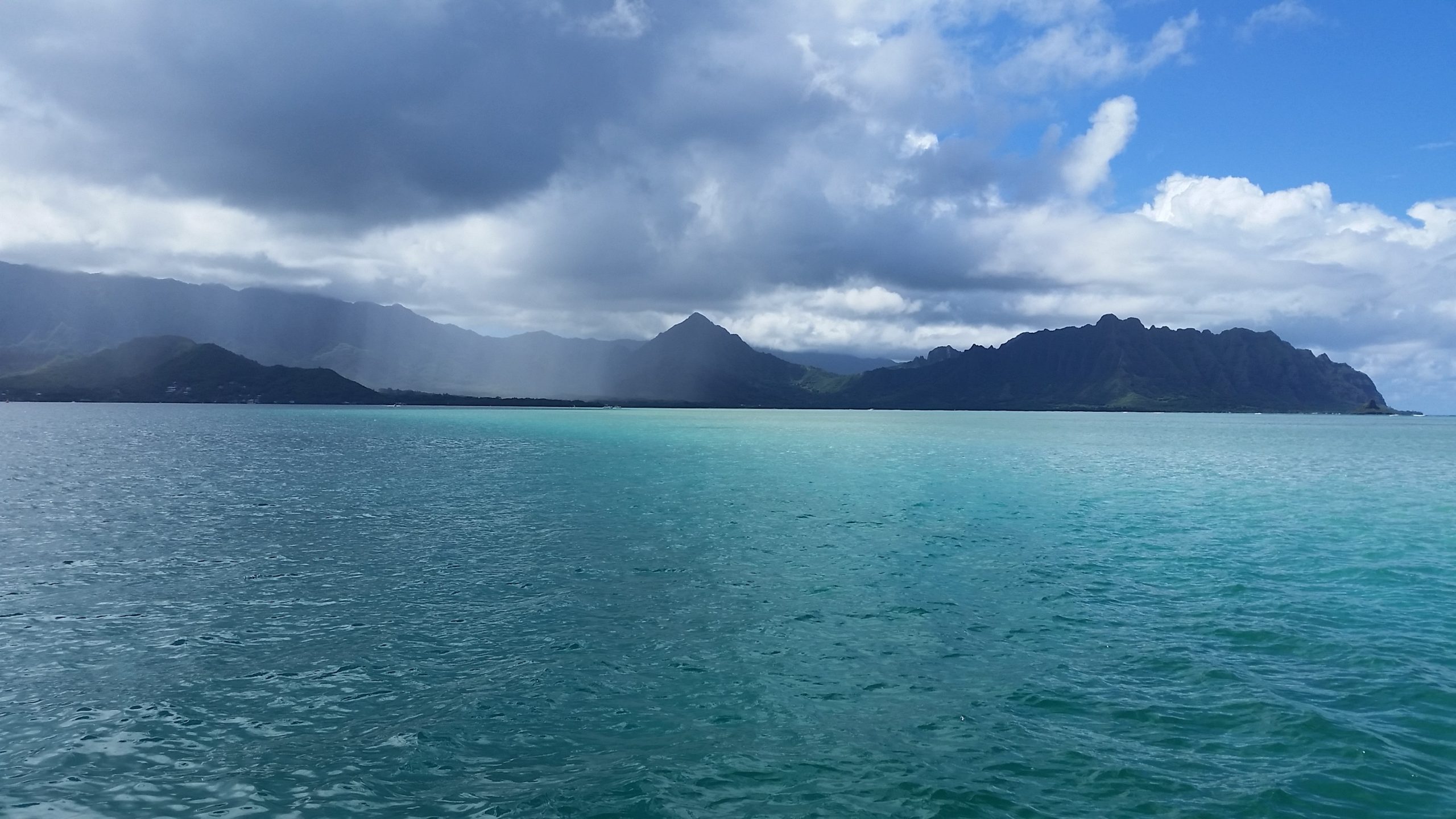 Rain falling over the mountains in Hawaii *