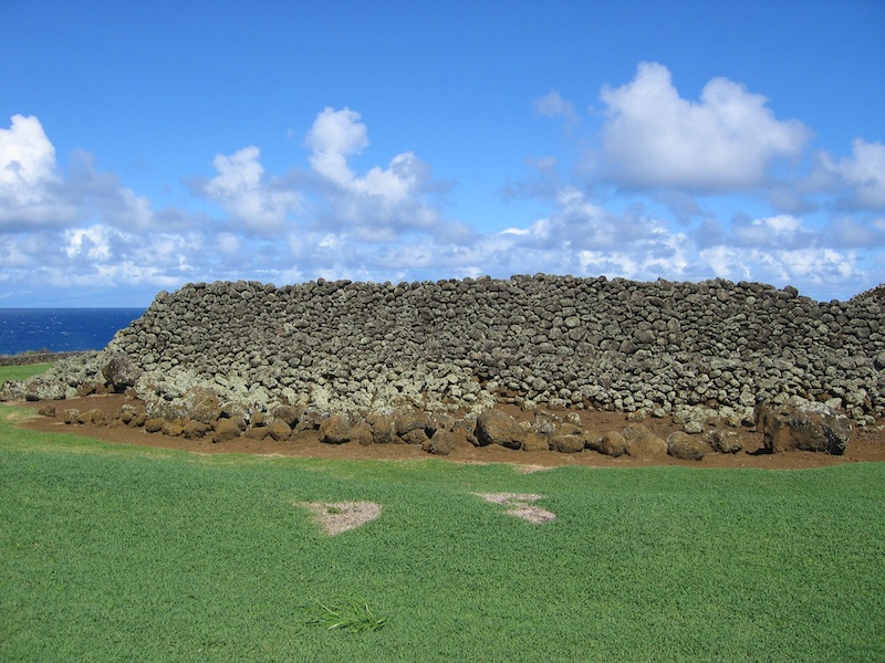 Hawaiian Archoelogy Heiau at the top of North shore cliff  