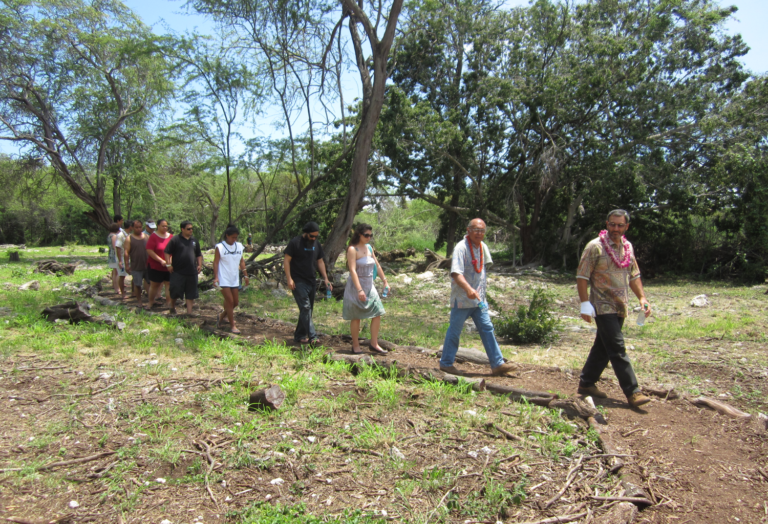 Visitors walking at Kalaeloa Heritage Park which teaches Hawaiian Culture 