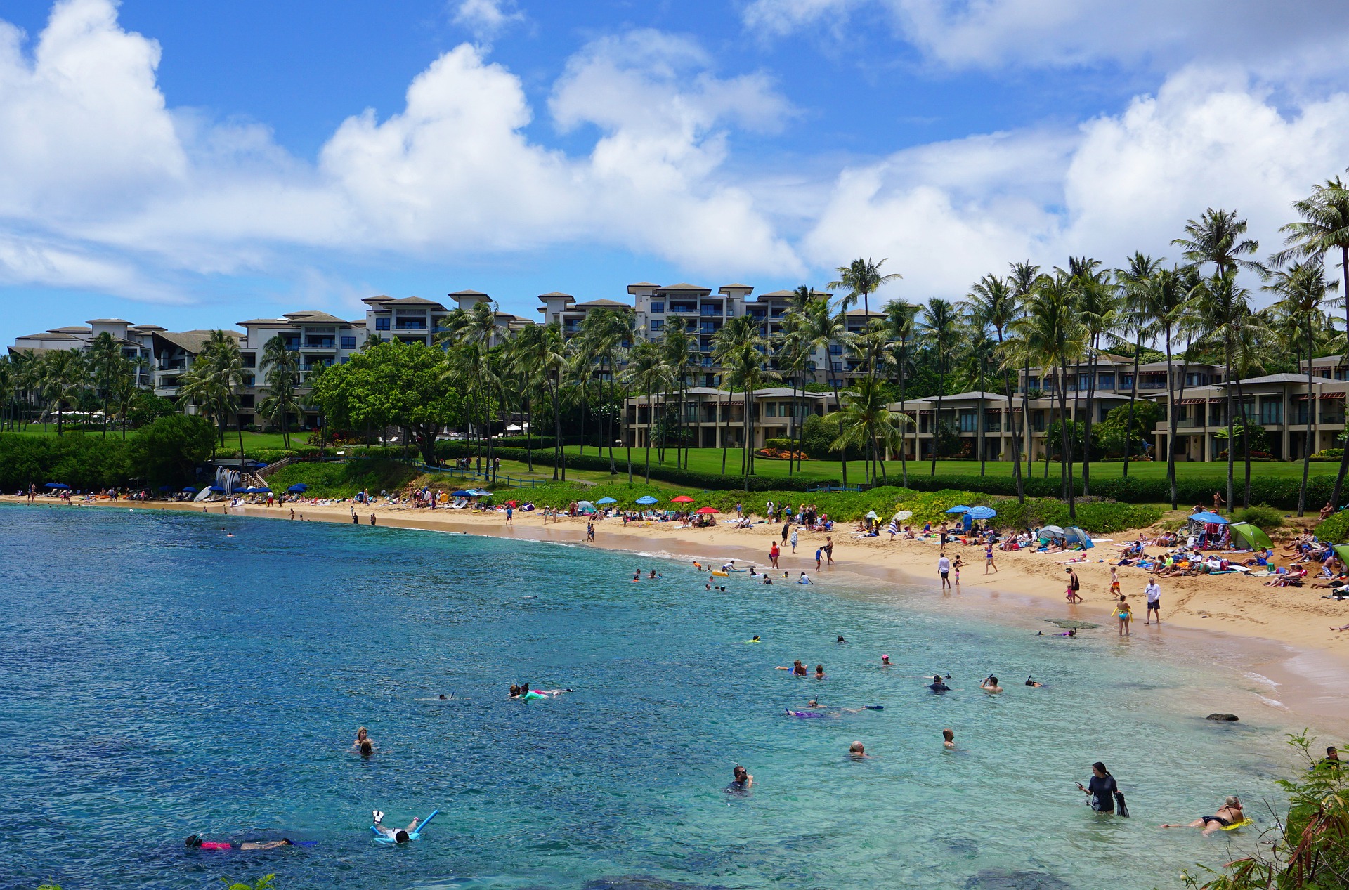 People bathing in the beach on Maui 