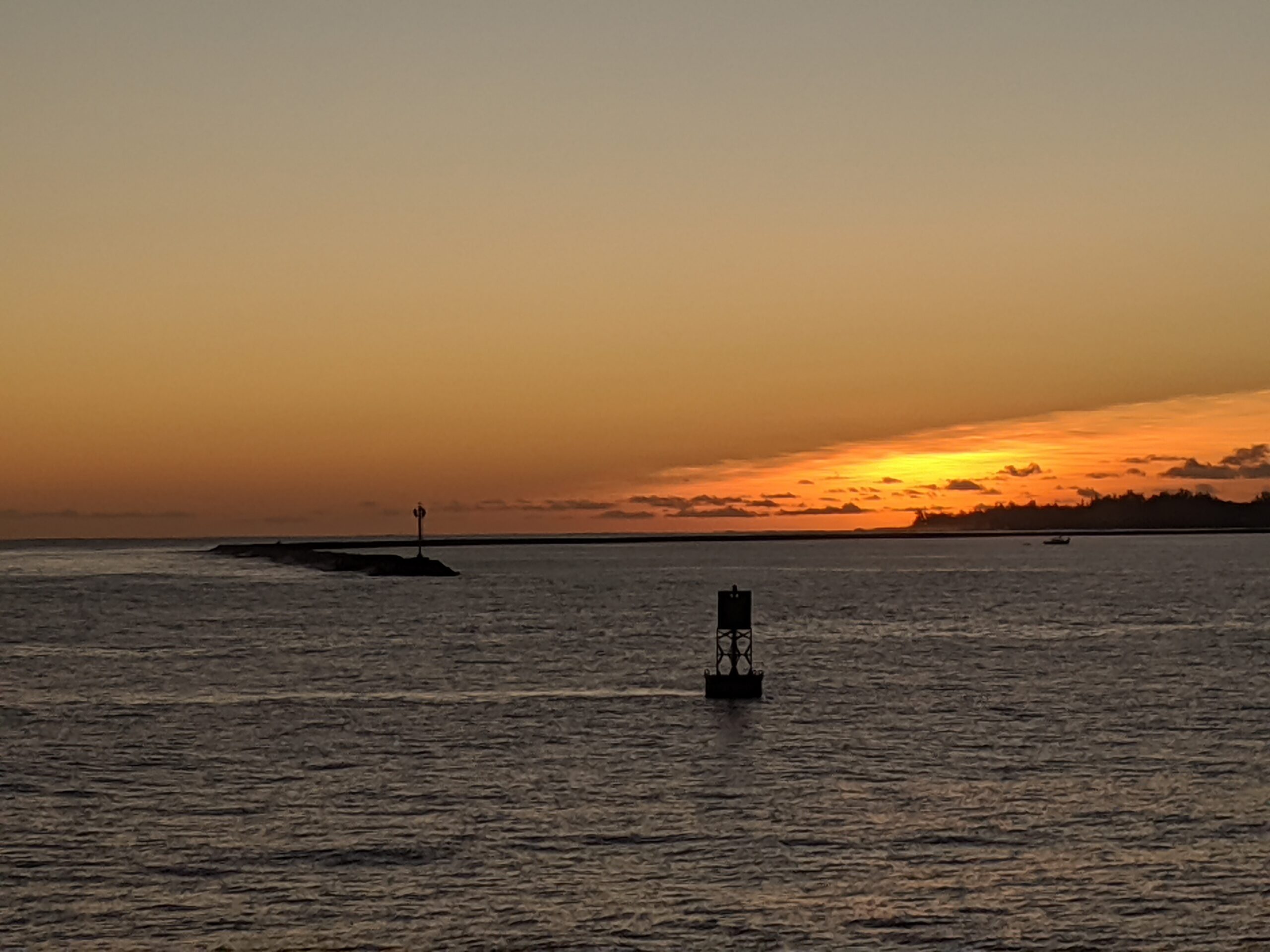 Hilo Bay sunrise view from a tugboat