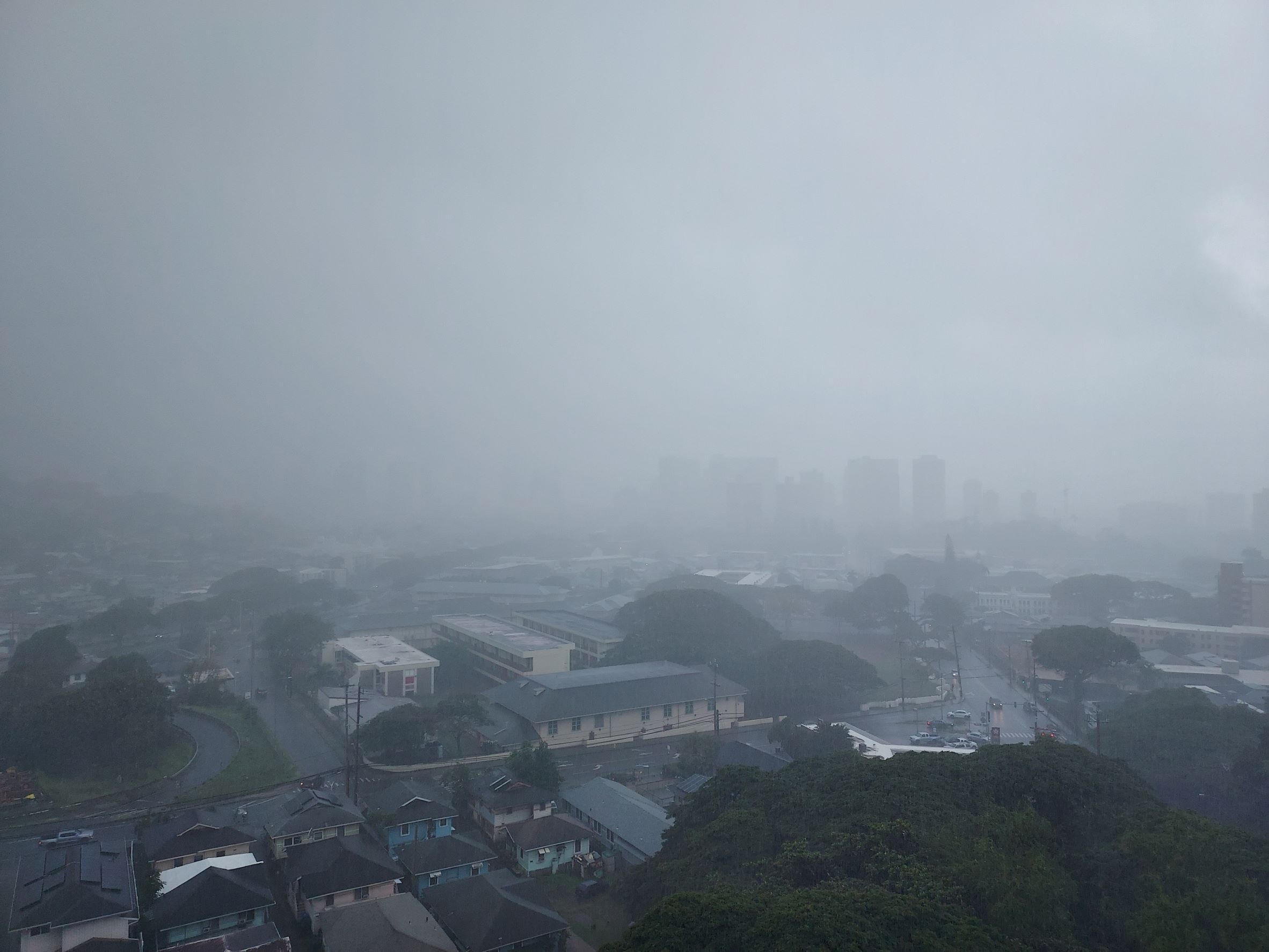 Rainy view of Honolulu