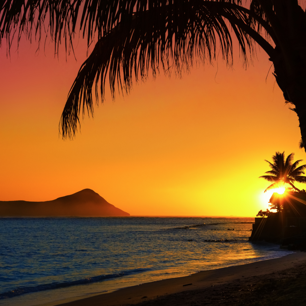 Hawaii beach wedding sunset scenery