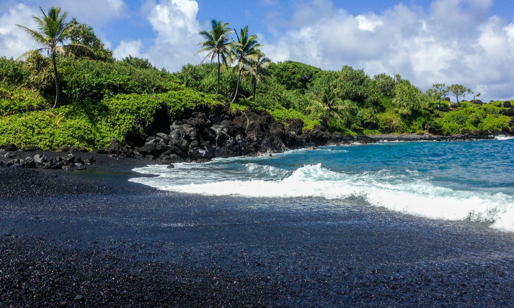 Hawaii black sand beach