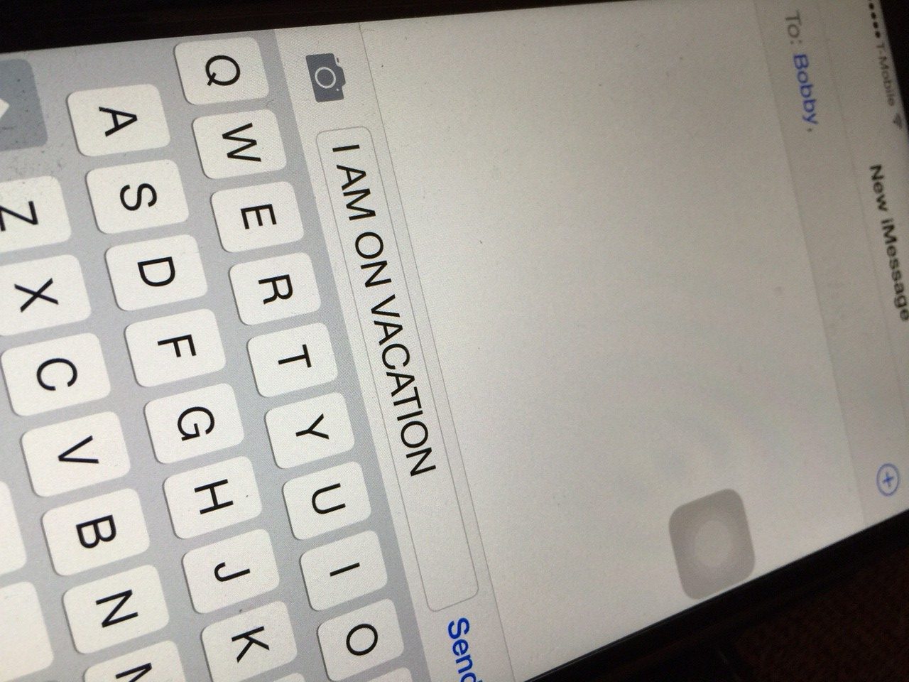 On Vacation Text message
