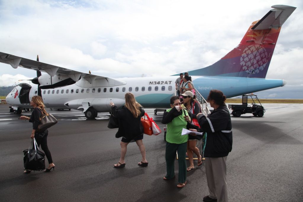 island air airpane on tarmac on Kauai airport