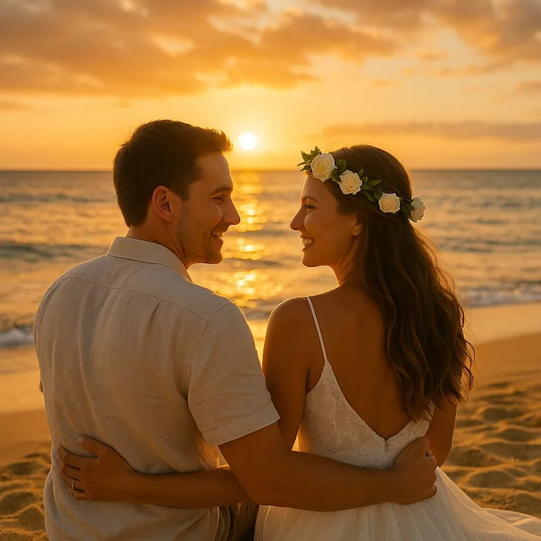 Honeymoon couple on kauai