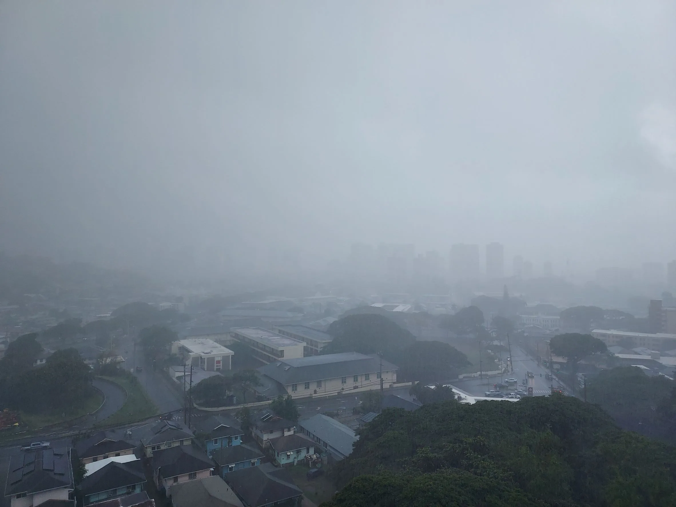 Rainy view of Honolulu
