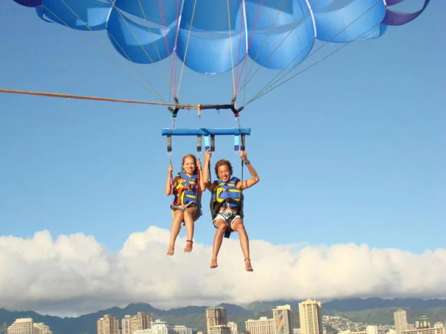 two people parasailing